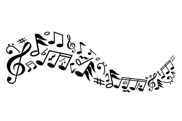 Onda con note musicali all'interno. il concetto di amore per la musica. illustrazione grafica vettoriale piatta — Vettoriale Stock