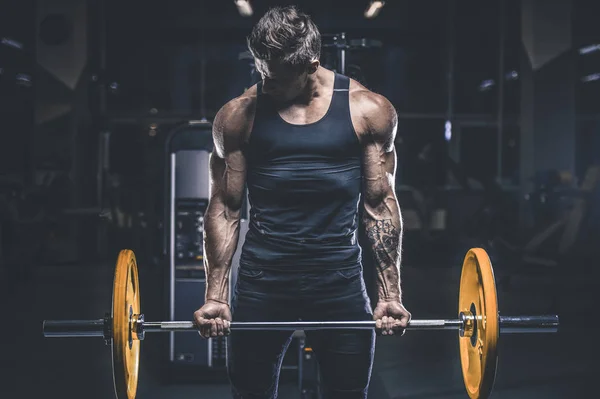 Bonito Jovem Ajuste Muscular Caucasiano Homem Treinamento Treino Aparência Modelo — Fotografia de Stock