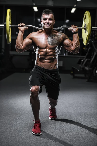 Guapo Fuerte Culturista Atlético Hombre Bombeo Músculos Entrenamiento Culturismo Concepto — Foto de Stock