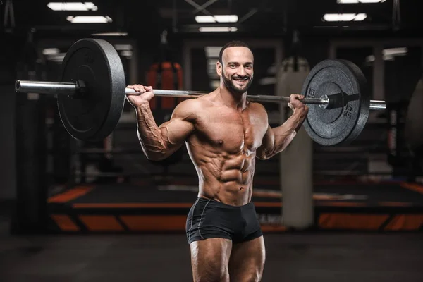 Brutale Sterke Bodybuilder Atletische Man Oppompen Van Spieren Training Bodybuilding — Stockfoto