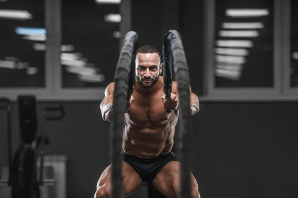 Brutal Strong Bodybuilder Athletic Man Pumping Muscles Workout Bodybuilding Concept — Stock Photo, Image