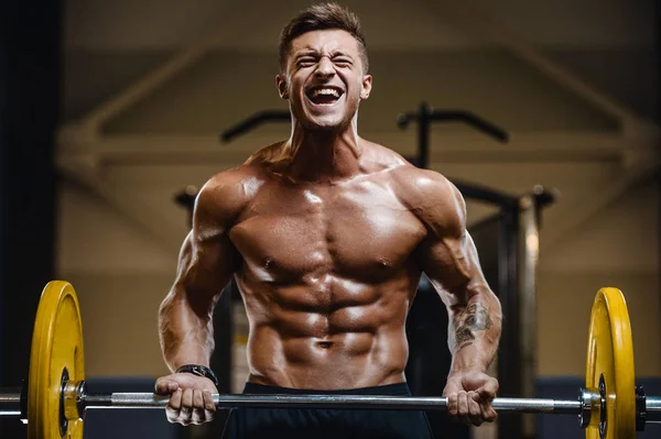 Stilig stark atletisk män pumpa upp muskler Workout Fitness — Stockfoto