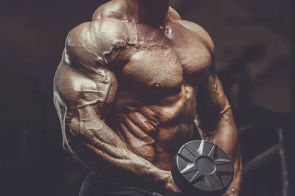Brutal ισχυρή αθλητικούς μυς προπόνηση bodybuilding μυϊκή — Φωτογραφία Αρχείου