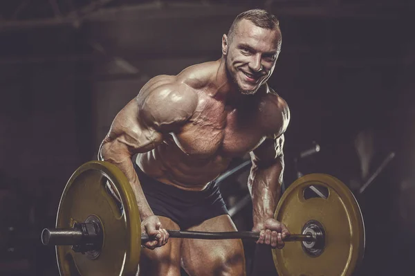 Brutal strong athletic men muscles workout bodybuilding muscular — Stock Photo, Image