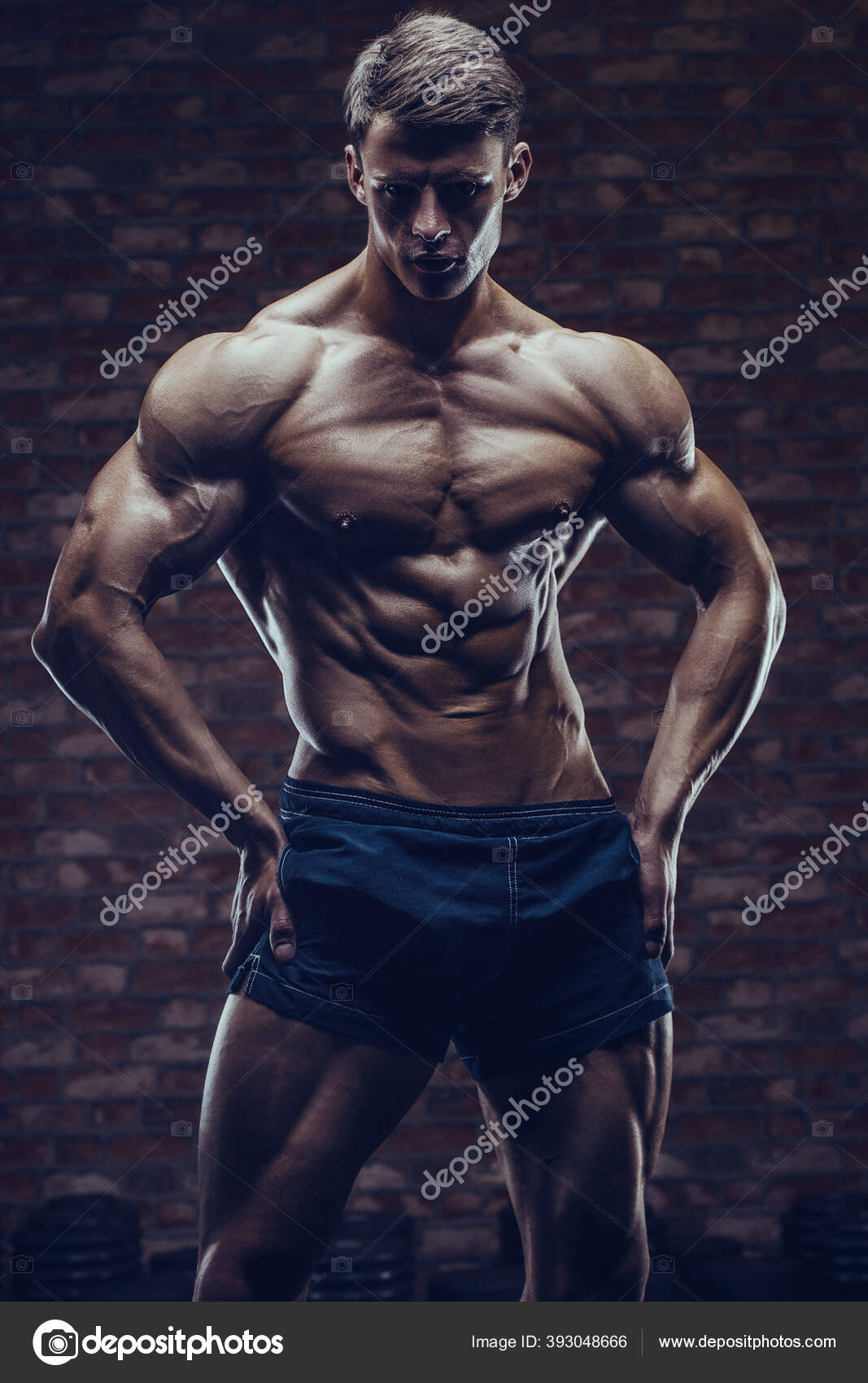 Bodybuilder Handsome Strong Athletic Rough Man Pumping Abs Muscles Workout  Stock Photo by ©antondotsenko 393048666
