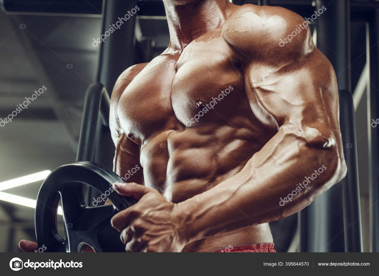 Handsome and muscular male model with a chiseled physique Stock