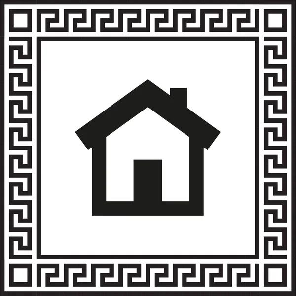 Векторная Икона Дома Рамке Греческим Орнаментом Eps — стоковый вектор