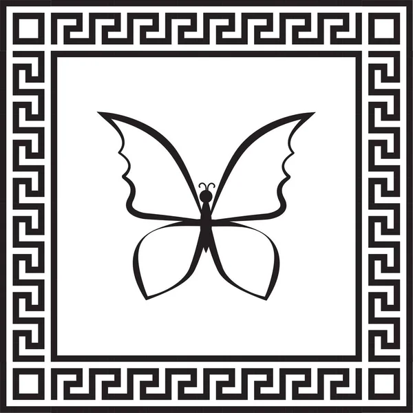Vector Icon Butterfly Framed Greek Eps Ornament — Stock Vector