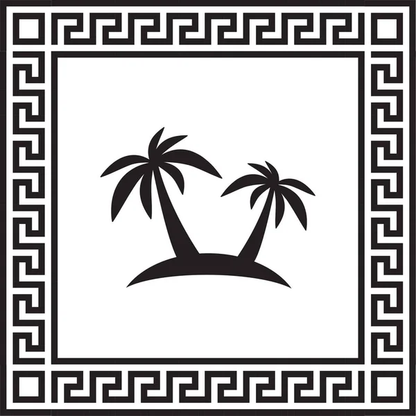 Ícone Vetor Palmeira Emoldurada Com Ornamento Grego Eps — Vetor de Stock