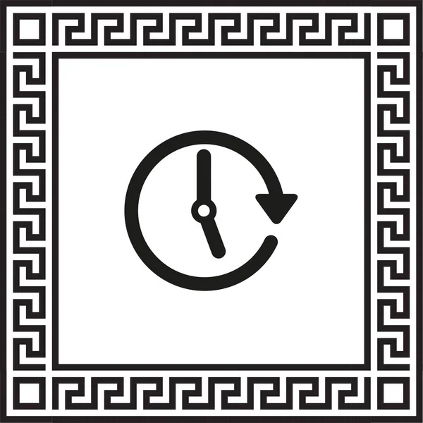 Icono Reloj Vectorial Enmarcado Con Adorno Griego Eps — Vector de stock