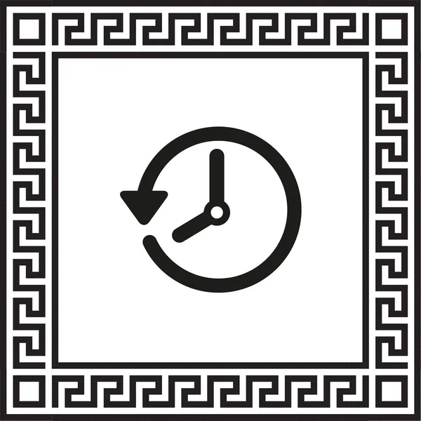 Vector Clock Icon Framed Greek Eps Ornament — Stock Vector