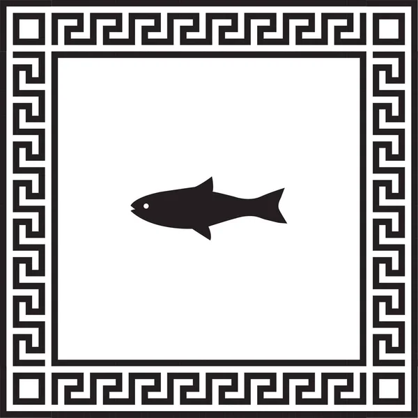 Vector Icon Fish Frame Greek Ornament Eps — Stock Vector