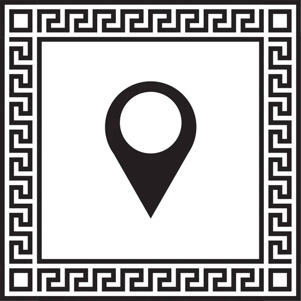 Mapa Ícones Vetoriais Marcadores Ícones Quadro Com Ornamento Grego Eps — Vetor de Stock
