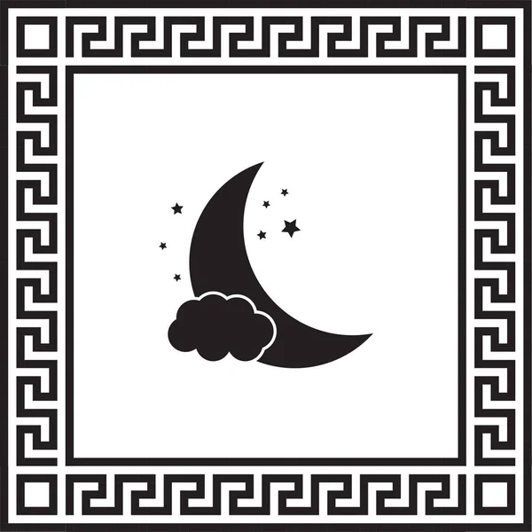 Ícone Vetorial Lua Uma Moldura Com Ornamento Grego Eps —  Vetores de Stock