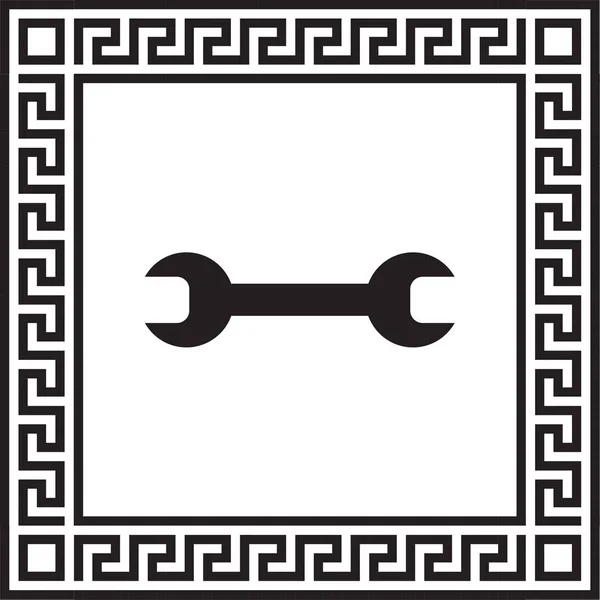 Вектор Значок Гайкового Ключа Кадрі Грецької Орнаментом Eps — стоковий вектор