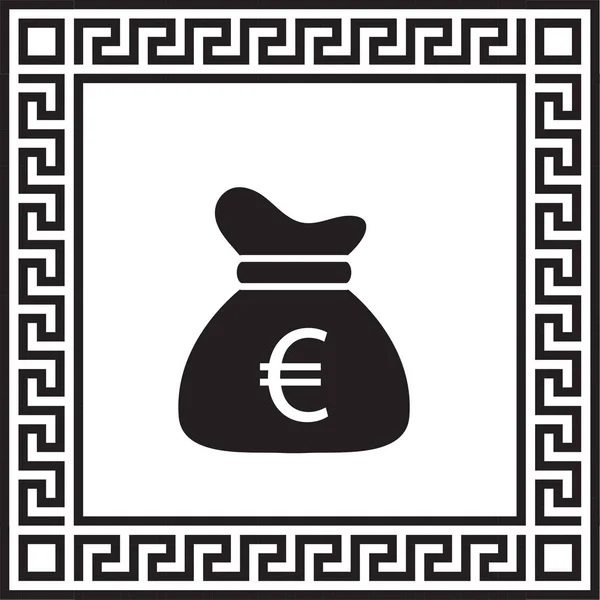 Vektor Ikon Pénzeszsák Egy Test Val Egy Görög Dísz Eps — Stock Vector