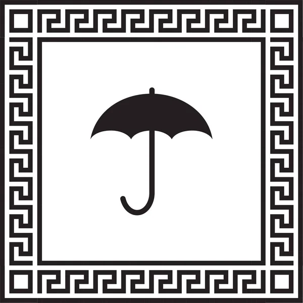 Paraguas Del Icono Del Vector Marco Con Adorno Griego Eps — Vector de stock