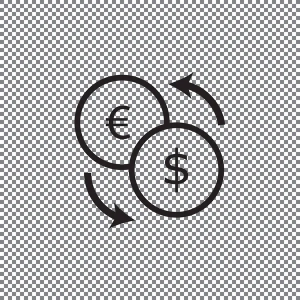 Черный Цвет Иконки Обмена Валюты Изолирован Белом Фоне Прозрачном Фоне — стоковый вектор