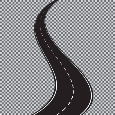 Dolambaçlı yol üzerinde şeffaf arka plan izole vektör.