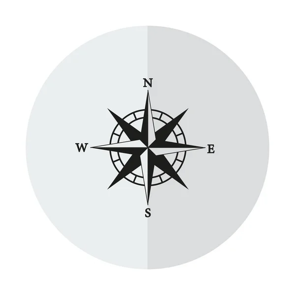 Значок Векторного Компаса Фоне Вертикальной Тенью — стоковый вектор