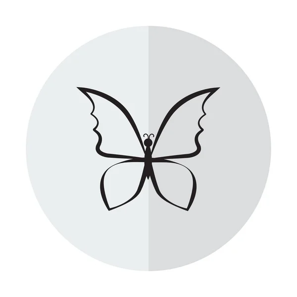Vector Icono Mariposa Sobre Fondo Con Una Sombra Vertical — Archivo Imágenes Vectoriales