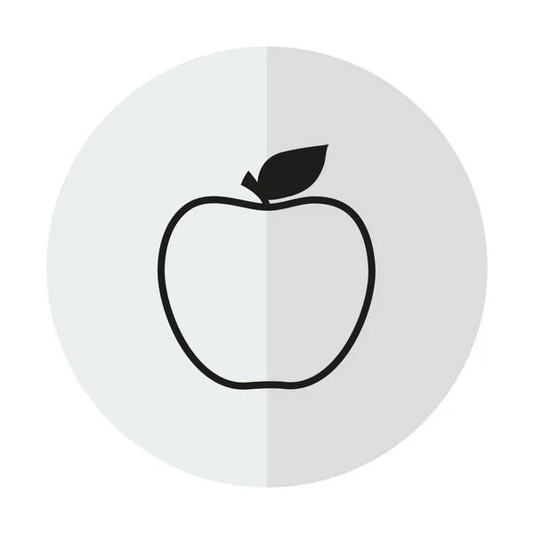 Icono Manzana Vectorial Sobre Fondo Con Sombra Vertical — Vector de stock