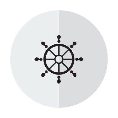 Vektör simge deniz dümen tekerlek dikey bir gölge bir zemin üzerine