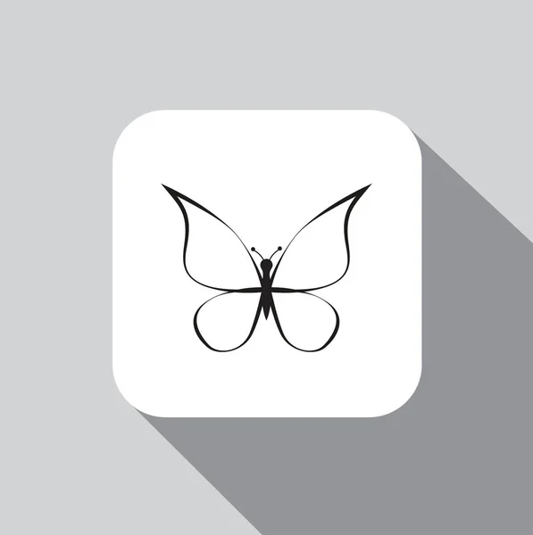 Vector Icono Mariposa Sobre Fondo Con Una Sombra — Vector de stock