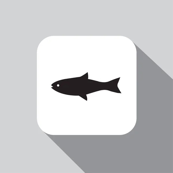 Pesce Icona Vettore Uno Sfondo Con Ombra — Vettoriale Stock