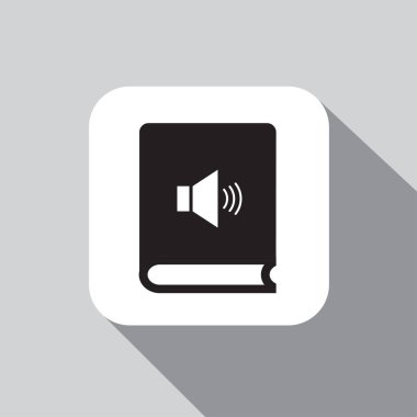 Radyo sinyalleriyle iletilen kitap basit simgesi beyaz arka plan üzerinde. Vektör çizim.