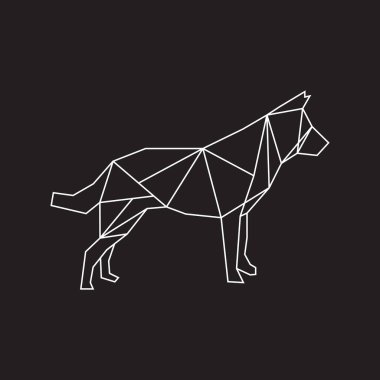 Vektör poligonal hayvan kafası üçgen çizim. Origami stil anahat geometrik kurt eps