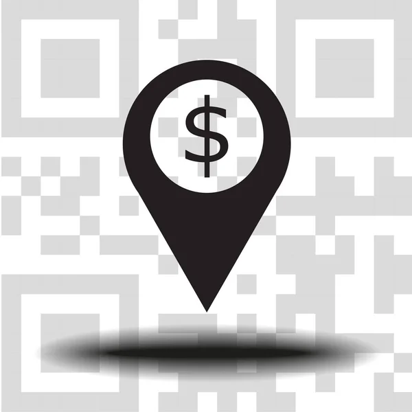 Ícone do ícone do vetor ícone de localização Dólar — Vetor de Stock