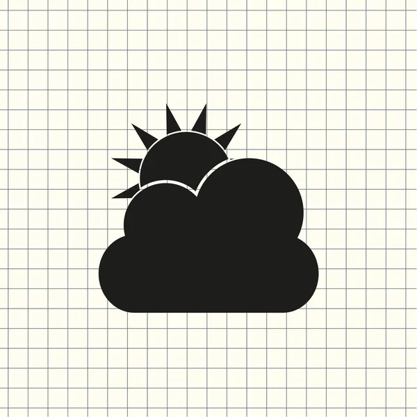 太阳和云图标矢量 在笔记本的背景上的天气 — 图库矢量图片