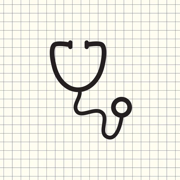 Thin Line Stethoscope Icon White Background — Stock Vector