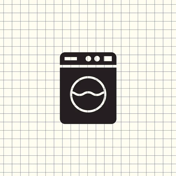 Het Pictogram Van Wasmachine Huistoestellen Symbool Plat Bord Witte Achtergrond — Stockvector