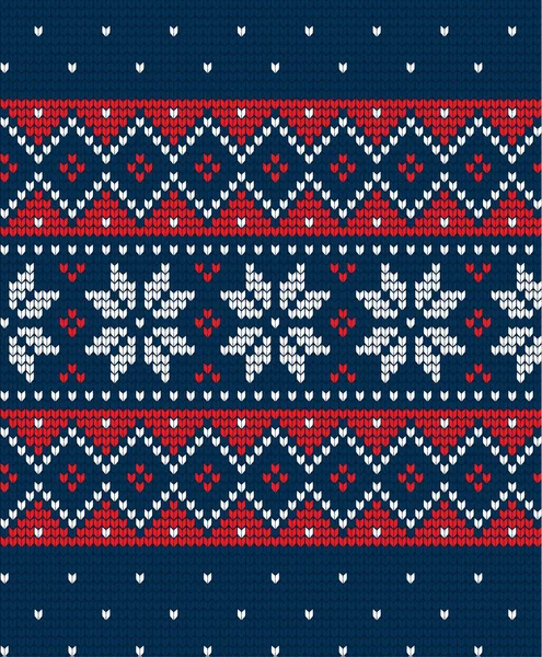 Knitted Christmas New Year Pattern — Stock Vector