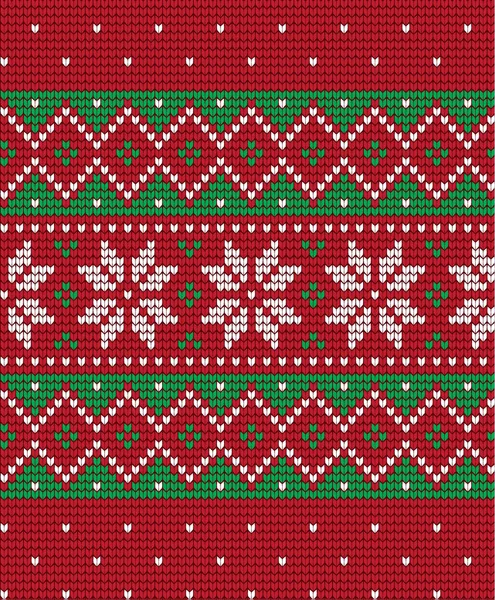 Knitted Christmas New Year Pattern — Stock Vector