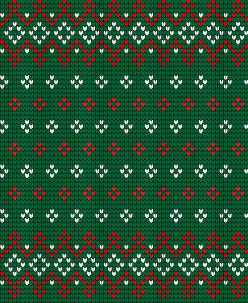 Gestricktes Weihnachts- und Neujahrsmuster im norwegischen Stil, Illustration — Stockvektor