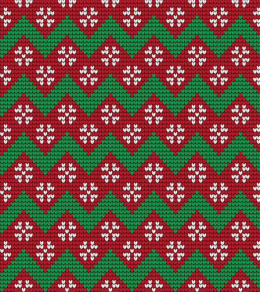 Gestricktes Weihnachts- und Neujahrsmuster im norwegischen Stil, Illustration — Stockvektor