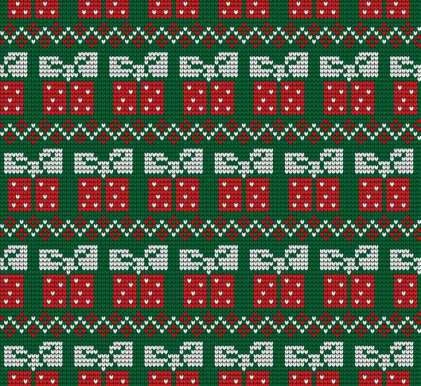 Modèle de Noël et Nouvel An tricoté Style norvégien, illustration — Image vectorielle