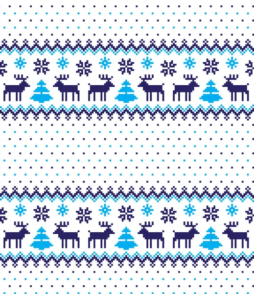 新年のクリスマスパターンピクセルベクトルイラスト — ストックベクタ