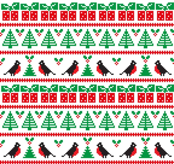 Knitted Christmas New Year Pattern — Stock Vector