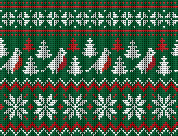 Knitted Christmas New Year Pattern — Stock Vector