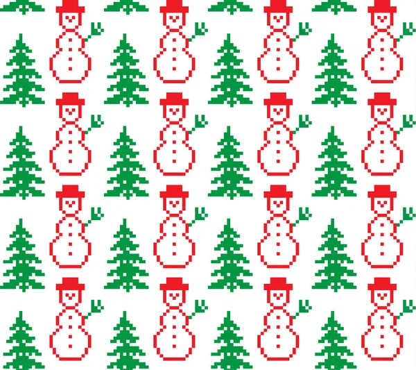 New Year Christmas Mönster Pixel — Stock vektor
