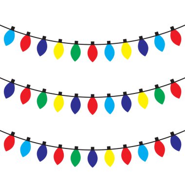 Gerçekçi renk vektör çizim. İzole parlayan ampul garland degrade arka plan üzerinde.