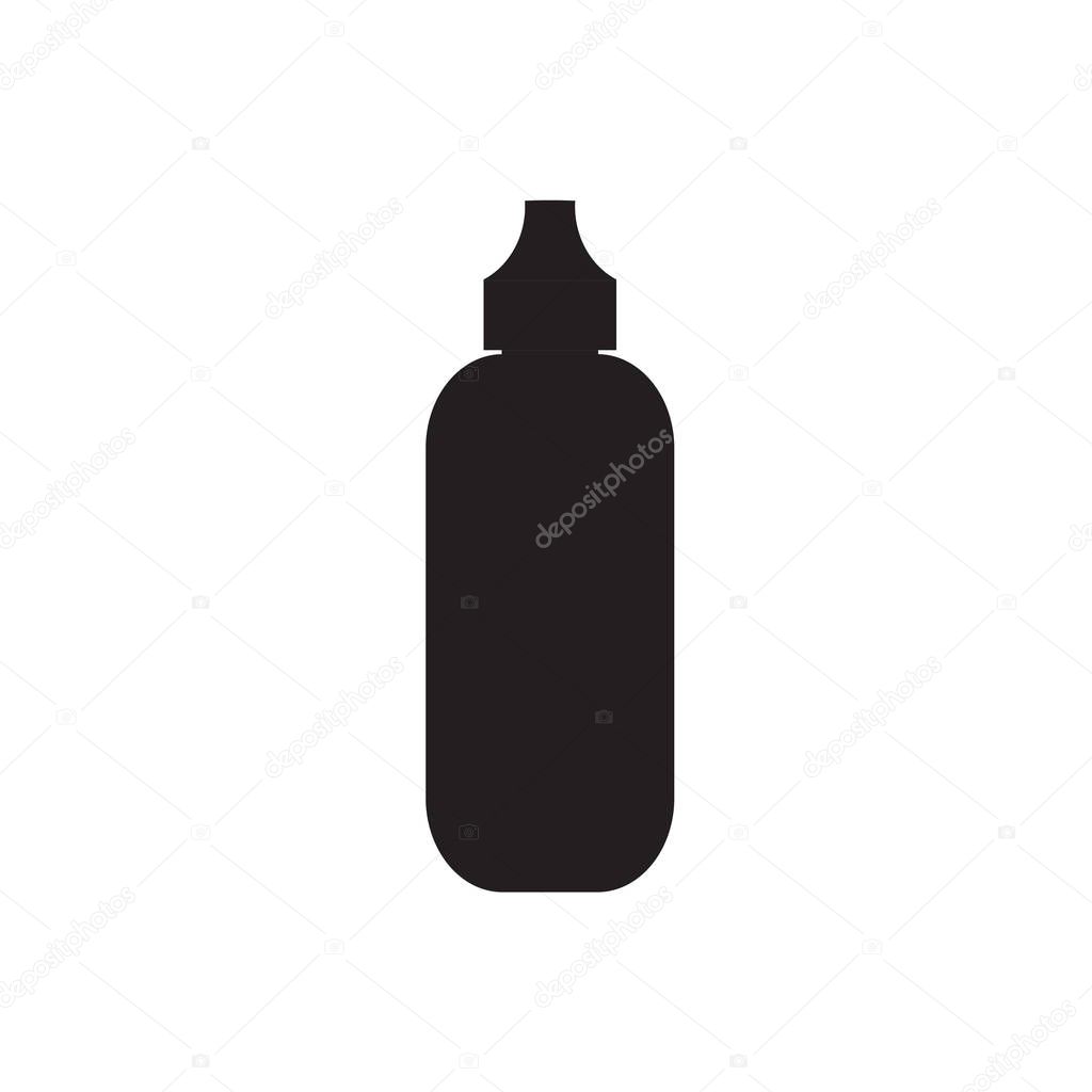 Shampoo and Bath Lotion Bottles. Set of Black Icons.Different types of shampoo bottles. Smartly grouped.