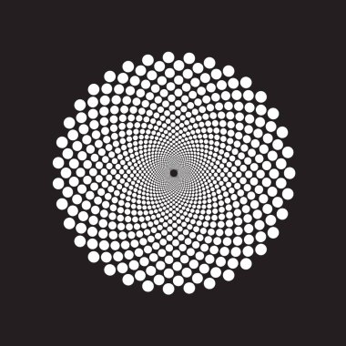 Yarı tonlu noktalar daire doku. Yaratıcı geometrik desen. Soyut vektör arka plan.