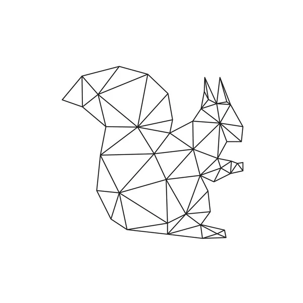 동물 낮은 폴 리 로고 아이콘 기호 삼각형 형상 다람쥐 다각형 — 스톡 벡터