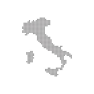 İtalya: yarım ton vektör simgesi. Şekil Stili ikonik İtalya: simge sembolü beyaz bir arka plan üzerinde noktalı. Noktalı resim deseni yuvarlak noktalar olduğunu.