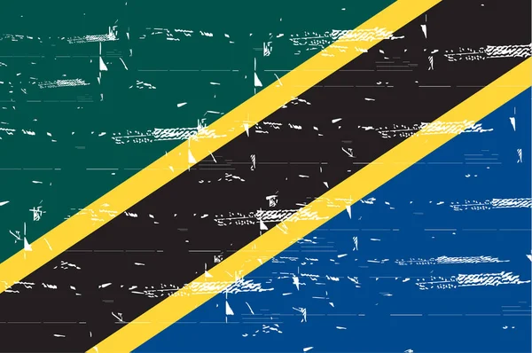 Bandiera Vintage Della Tanzania Manifesto Del Grunge Serie Bandiere Simbolo — Vettoriale Stock
